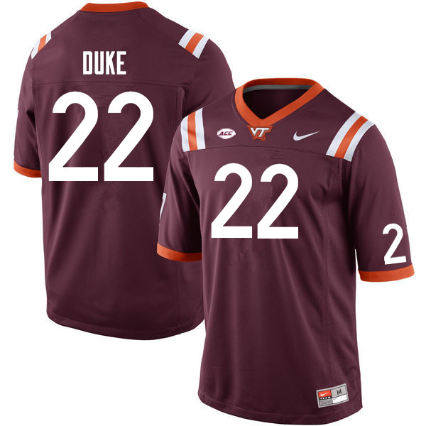 Men #22 Bryce Duke Virginia Tech Hokies College Football Jerseys Sale-Maroon